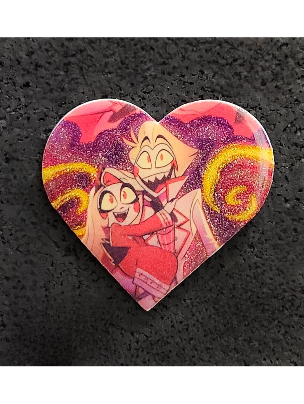 Lucifer and Charlie glitter pin - Hazbin Hotel